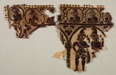 Ozdoba na szyję tuniki, lata 400. (splot gobelinowy z dodatkowym wątkiem, niebarwiony len i barwiona wełna) autorstwa Byzantine Period Egyptian