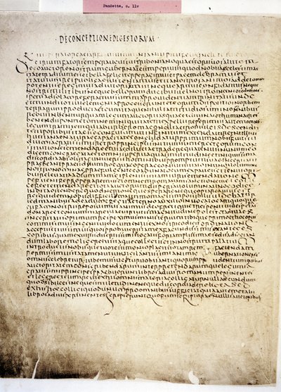 CORPUS JURIS CIVILIS: Una pagina del Codex Iustinianus, Digestum, VI wiek (rękopis) autorstwa Byzantine School