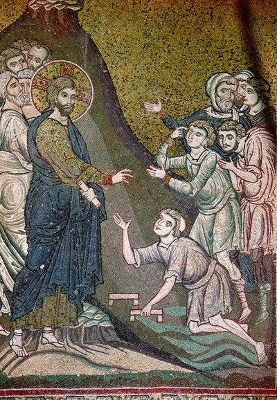 Jezus uzdrawia kalekich i niewidomych (mozaika) autorstwa Byzantine School