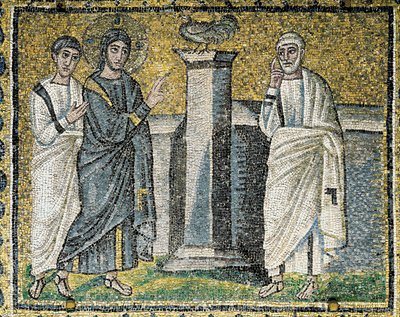 Jezus przewiduje zaparcie się Piotra, Sceny z życia Chrystusa (mozaika) autorstwa Byzantine School
