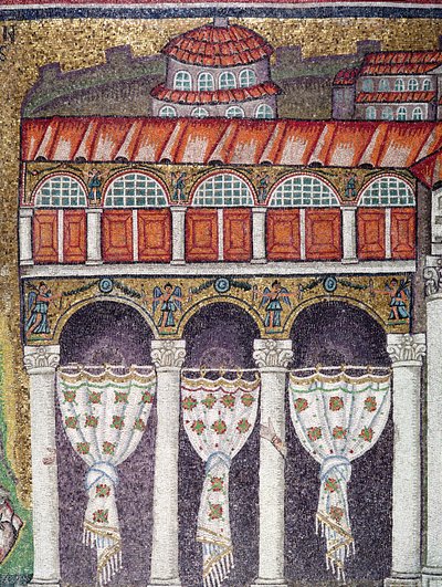 Lewe skrzydło Palazzo di Teodorico, 527-99 (mozaika) (detal z 224988) autorstwa Byzantine School