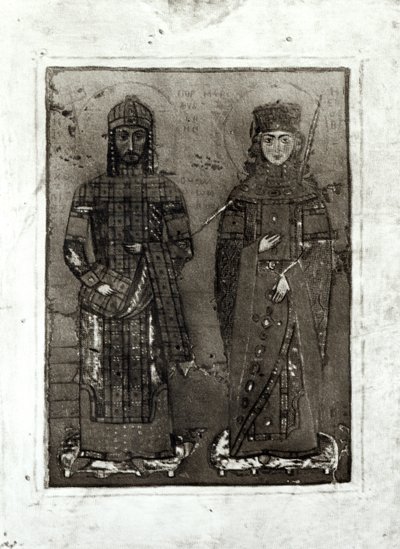 Manuel I Komnen (ok. 1122-80) i cesarzowa Maria Antiochii (zm. 1182) autorstwa Byzantine School