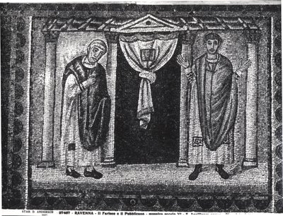 Przypowieść o faryzeuszu i poborcy podatkowym (mozaika) autorstwa Byzantine School