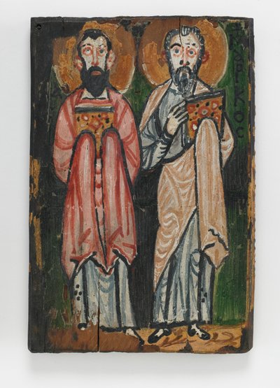 Św. Mateusz i Św. Jan, prawa okładka Rękopisu Waszyngtońskiego III (malowidło enkaustyczne na desce) autorstwa Byzantine School