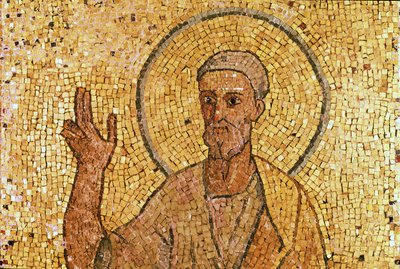 Św. Piotr z krypty Św. Piotra, ok. 700 AD (mozaika) (patrz także 151555) autorstwa Byzantine School