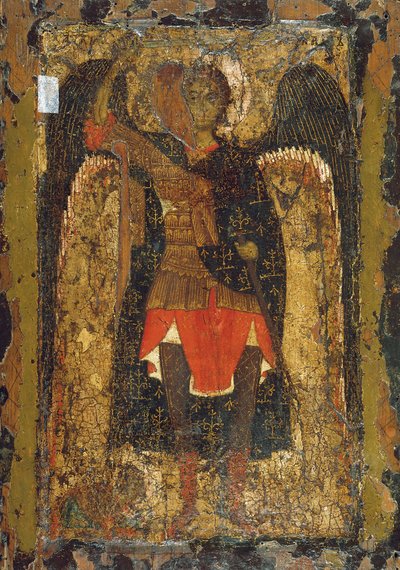 Pojawienie się Archanioła Michała Jozuemu, synowi zakonnicy, początek XIII wieku. autorstwa Byzantine icon.