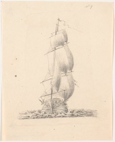 Marineskib autorstwa C.A. Lorentzen