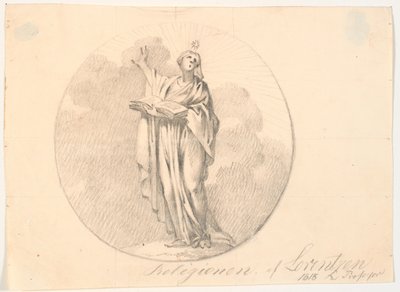 Symbol religii. Stojąca kobieta z książką autorstwa C.A. Lorentzen