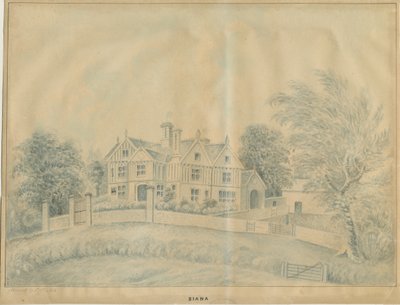Eccleshall - Biana Hall: niebieski rysunek wash i [połowa XIX wieku] autorstwa C.B Ash