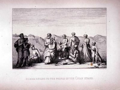 Homer Singing to the People on the Chian Strand, grawerowane przez B.Barlocciniego, 1849 autorstwa C.C Perkins