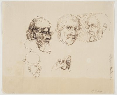 Pięć męskich głów autorstwa C.F. von Rumohr