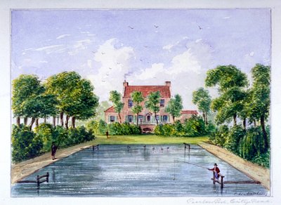 Ludzie łowiący ryby w Peerless Pool, City Road, Finsbury, Londyn, c1800. autorstwa CH Matthews