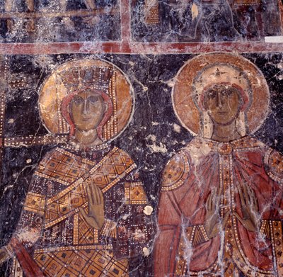 Fresk w bizantyjskim kościele Agios Nikolaos, Maza, Kreta, Grecja autorstwa J.B. and Brown J. Rowbotham