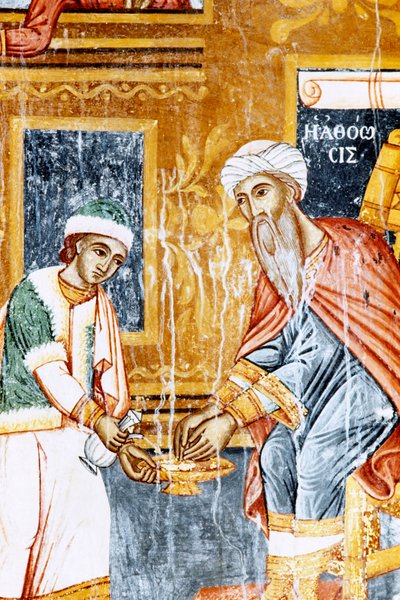 Fresk w klasztorze Mikro Sotiris, wyspa Symi, Grecja (zdjęcie) autorstwa J.B. and Brown J. Rowbotham