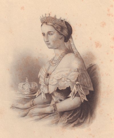 Portret Eugenii de Montijo de Guzman (1826-1920), cesarzowej Francji, żony Napoleona III Bonaparte, rycina W Wellstooda, z Repozytorium Kobiet, Stany Zjednoczone, ok. 1870 autorstwa J.B. and Brown J. Rowbotham
