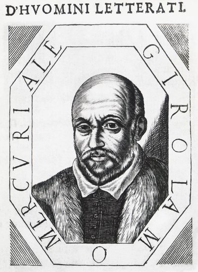 Portret Girolamo Mercuriale (1530-1606), włoskiego lekarza i filozofa, rysunek tuszem autorstwa J.B. and Brown J. Rowbotham
