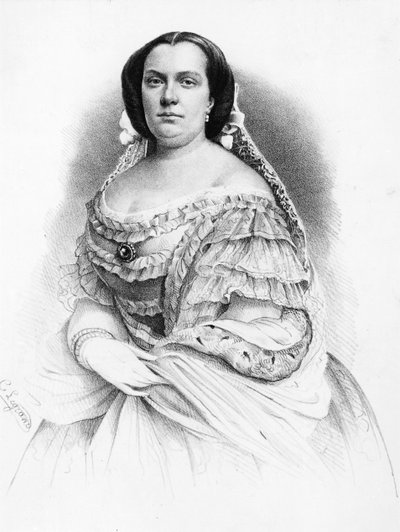 Portret Izabeli II Burbon (1830-1904), królowej Hiszpanii, rycina autorstwa J.B. and Brown J. Rowbotham