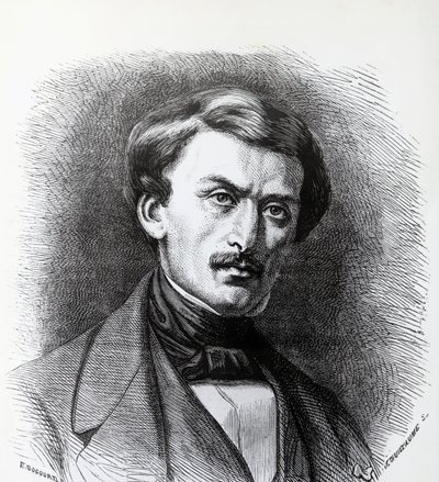 Portret Paul-Emile Botta (1802-1870), francuskiego archeologa włoskiego pochodzenia, grawerującego Francję autorstwa J.B. and Brown J. Rowbotham
