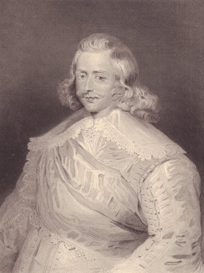 Portret hiszpańskiego kardynała i generała Ferdynanda Habsburga (1609-1641), rycina autorstwa J.B. and Brown J. Rowbotham