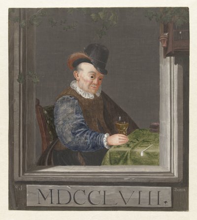 Siedzący mężczyzna z kieliszkiem w ręku autorstwa C.J. Boers