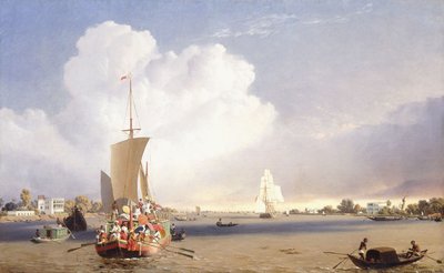Wysyłka na rzece Hooghly, Kalkuta, 1852 autorstwa C.J. Martin