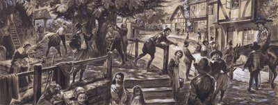 XVII-wieczna scena parafialna (gwasz na papierze) autorstwa C.L. Doughty