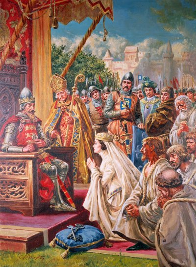 A Pageant of Kings - Wojna stuletnia (gwasz na papierze) autorstwa C.L. Doughty