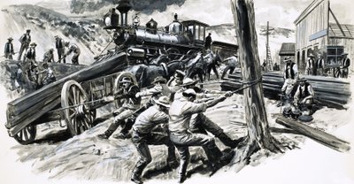 Kolej przejechała przez stan Waszyngton w 1873 roku autorstwa C.L. Doughty
