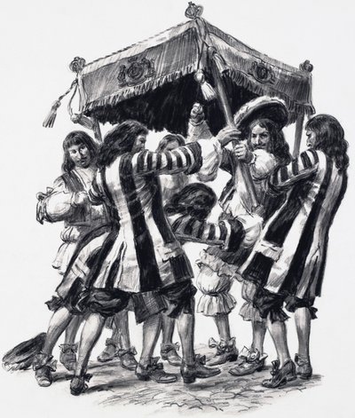Koronacja Karola II (gwasz na papierze) autorstwa C.L. Doughty