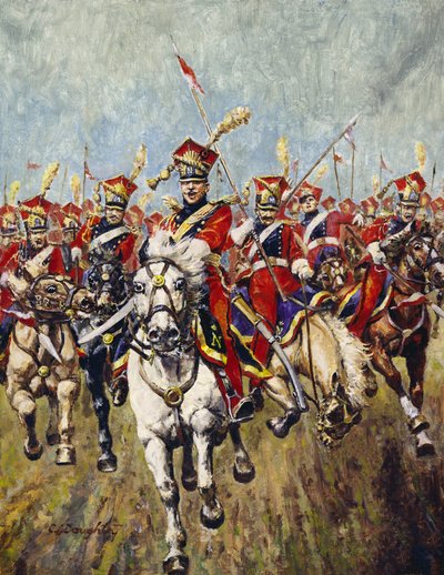 Szarża francuskiej kawalerii (olej na płótnie) autorstwa C.L. Doughty