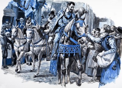 Henryk Wielki, z "Historii Francji" (gwasz na papierze) autorstwa C.L. Doughty