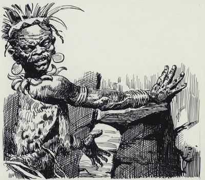 Ilustracja dla King Solomons Mines (gwasz na papierze) autorstwa C.L. Doughty