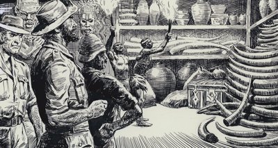 Ilustracja dla King Solomons Mines (gwasz na papierze) autorstwa C.L. Doughty
