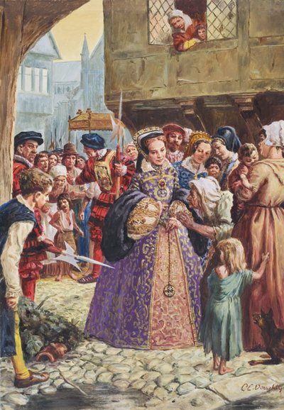 Maria Tudor (1515-58) (gwasz na papierze) autorstwa C.L. Doughty