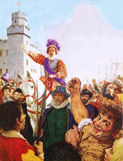 Królowa Elżbieta I wygłaszająca przemówienie o Armadzie autorstwa C.L. Doughty