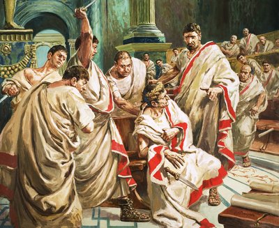 Śmierć Juliusza Cezara (gwasz na papierze) autorstwa C.L. Doughty