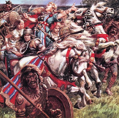 Królowa buntowniczka. Boadicea zebrała armię przeciwko rzymskim najeźdźcom i splądrowała Colchester i Londyn, zabijając tysiące ludzi, zanim bunt został stłumiony. autorstwa C.L. Doughty