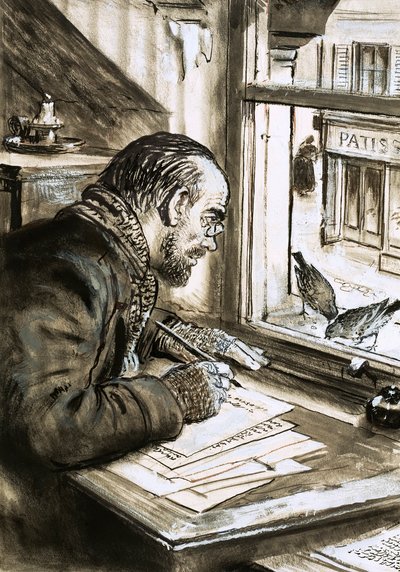Wojownik słów, Emile Zola (gwasz na papierze) autorstwa C.L. Doughty
