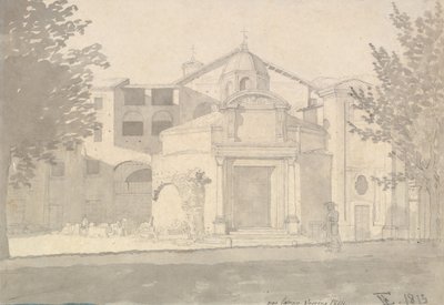 Odcinek Via Sacra, Rzym Kościół Świętych Kosmy i Damiana, 1814-15. autorstwa Christoffer Wilhelm Eckersberg