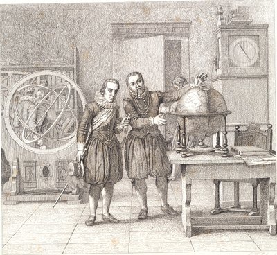 Christian IV odwiedza Tycho Brahe w Uranienborg autorstwa Christoffer Wilhelm Eckersberg