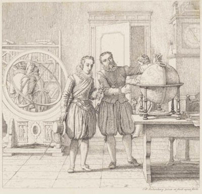 Christian IV odwiedza Tycho Brahe w Uranienborg autorstwa Christoffer Wilhelm Eckersberg