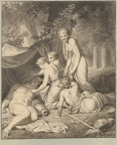 Śpiąca Silen zostaje przebudzona przez Bachantinder autorstwa Christoffer Wilhelm Eckersberg