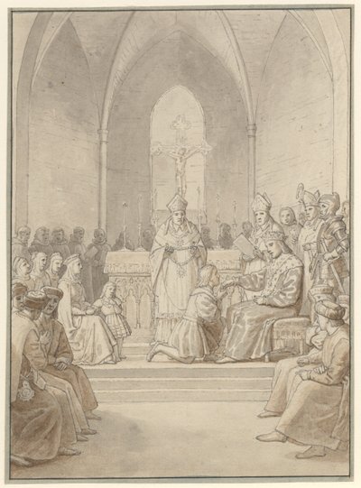 Założenie Orderu Słonia. autorstwa Christoffer Wilhelm Eckersberg
