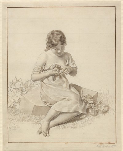 Mała dziewczynka, która wsadziła palec w cierń róży autorstwa Christoffer Wilhelm Eckersberg