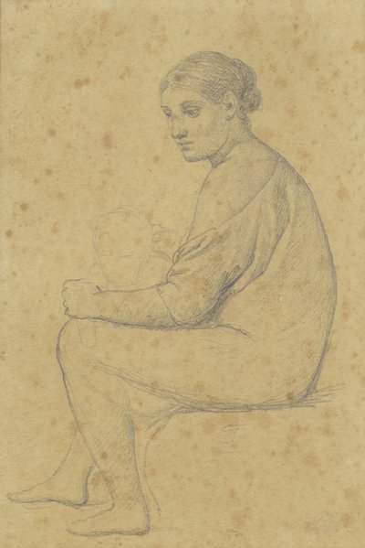 Siedząca kobieta, na której kolanie opiera się dziecko. autorstwa Christoffer Wilhelm Eckersberg