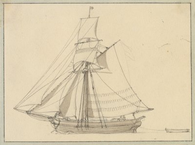 Slup pod żaglami. autorstwa Christoffer Wilhelm Eckersberg
