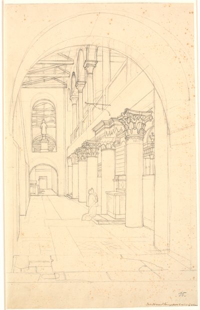 Et parts i kirken S. Lorenzo fuori le Mura, Rom autorstwa Christoffer Wilhelm Eckersberg
