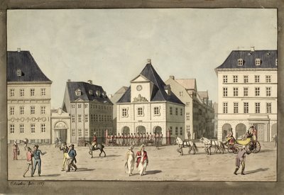 Kongens Nytorv z głównym strażnikiem autorstwa Christoffer Wilhelm Eckersberg