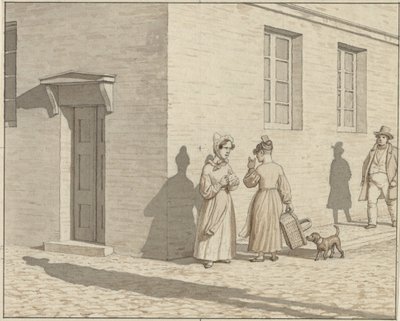 Perspektywa liniowa zastosowana w malarstwie - Tablica VII, 1 - Spotkanie na rogu ulicy autorstwa Christoffer Wilhelm Eckersberg
