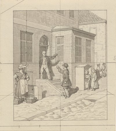 Perspektywa liniowa, zastosowana w malarstwie - Tablica VII, 2 - Argument na schodach ulicznych. autorstwa Christoffer Wilhelm Eckersberg